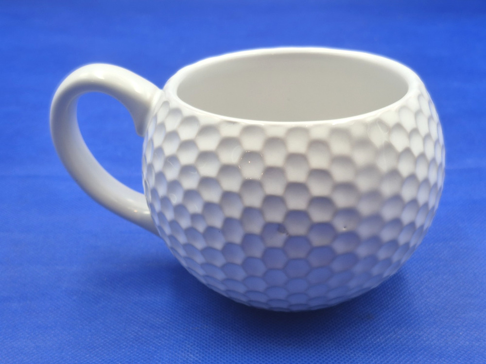 Pottery Barn Figural Golf Ball Ceramic Mug 18oz Capacity 4" Tall